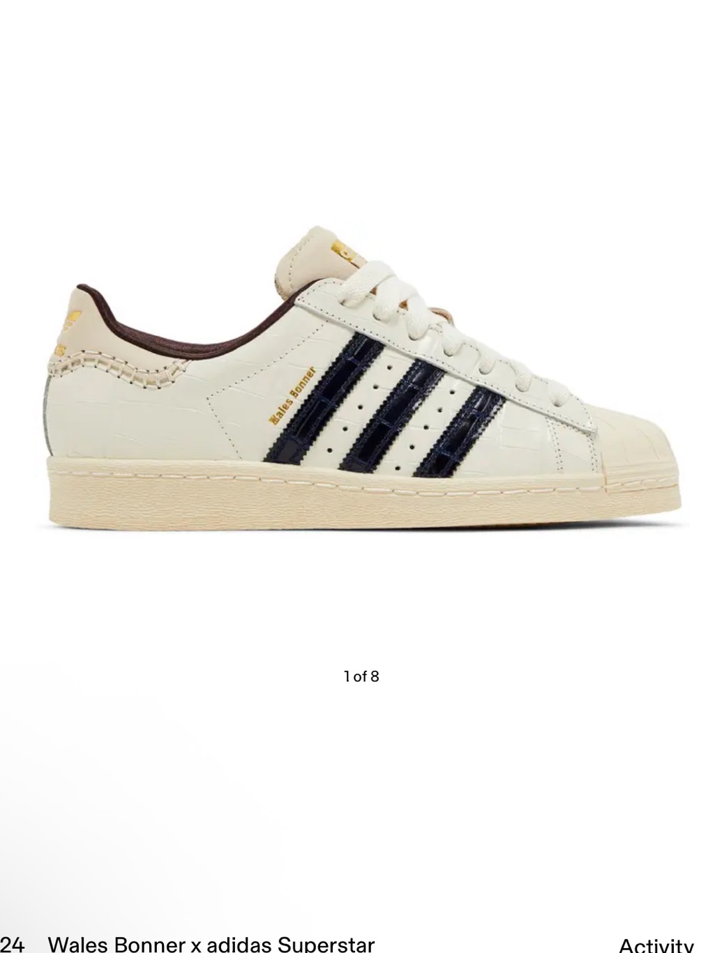 Adidas Wales Bonner Superstar In Cream With Navy Stripes